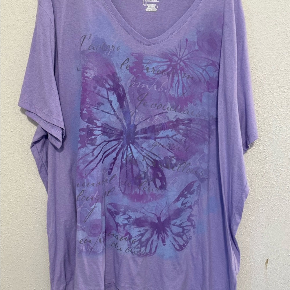Just My Size Lavender Butterfly Graphic Tee